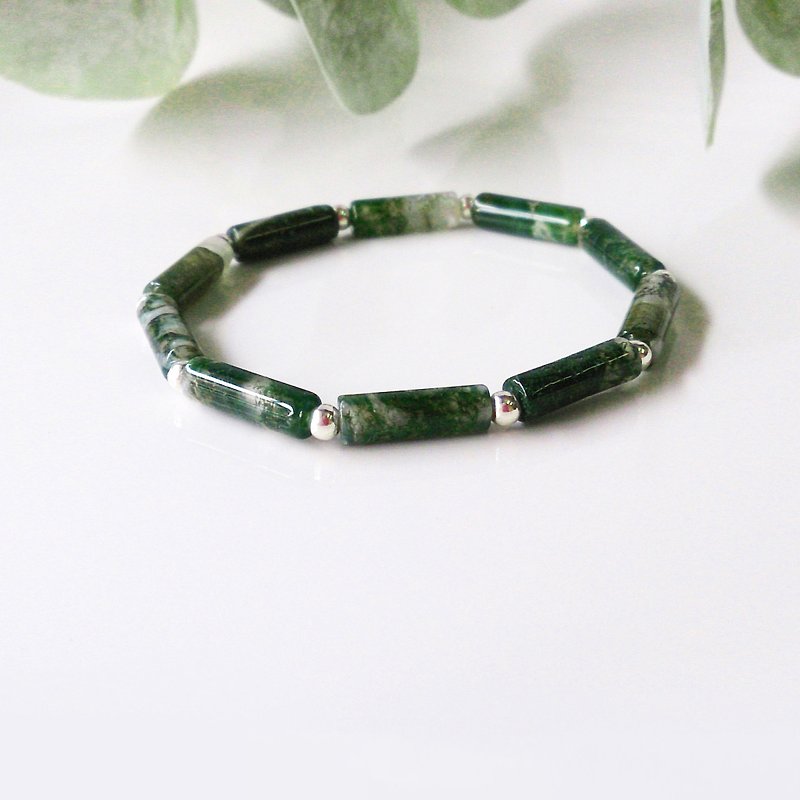Algae// Seaweed Jade Water Grass Agate Thin Bracelet Lucky Bracelet - Bracelets - Gemstone Green