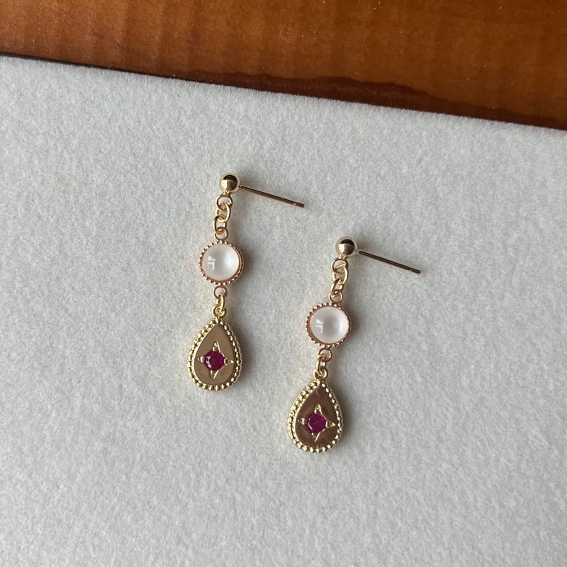 14K gold-filled moonlight pink water drop earrings and Clip-On 14KGF - Earrings & Clip-ons - Other Metals Pink