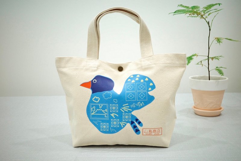 Blue Bird Hello-囉 - กระเป๋าถือ - ผ้าฝ้าย/ผ้าลินิน 