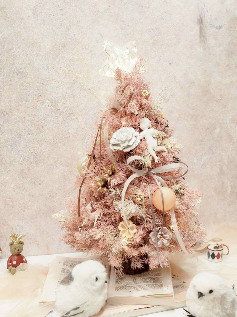 粉雪微光聖誕樹 永生蓬萊松 聖誕禮物 交換禮物 - 乾燥花/永生花 - 植物．花 粉紅色