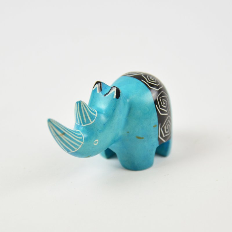 Soap stone animal town _ blue rhino _ fair trade - Items for Display - Stone Blue