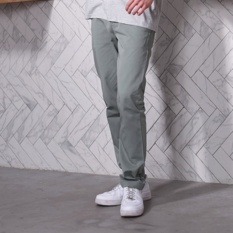 MEN'S KHAKI PANTS∣Straight Cut ‧ 3 Color Slim Comfy ‧ Mid-Rise Half-Elastic - กางเกงขายาว - ผ้าฝ้าย/ผ้าลินิน 