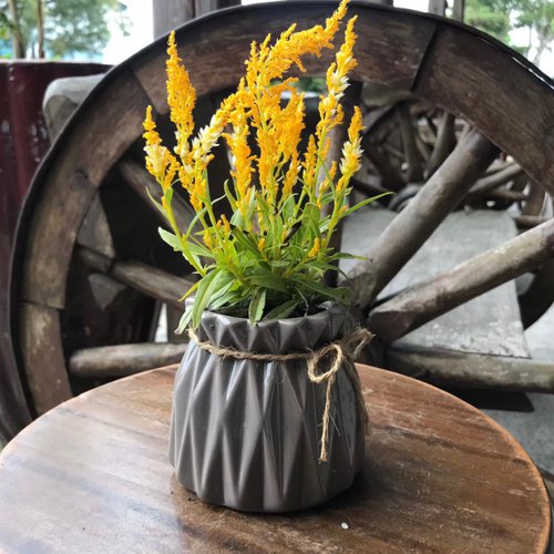 八塗文創 幾何造型花瓶花器 時尚咖啡色多面體設計款 植栽盆栽