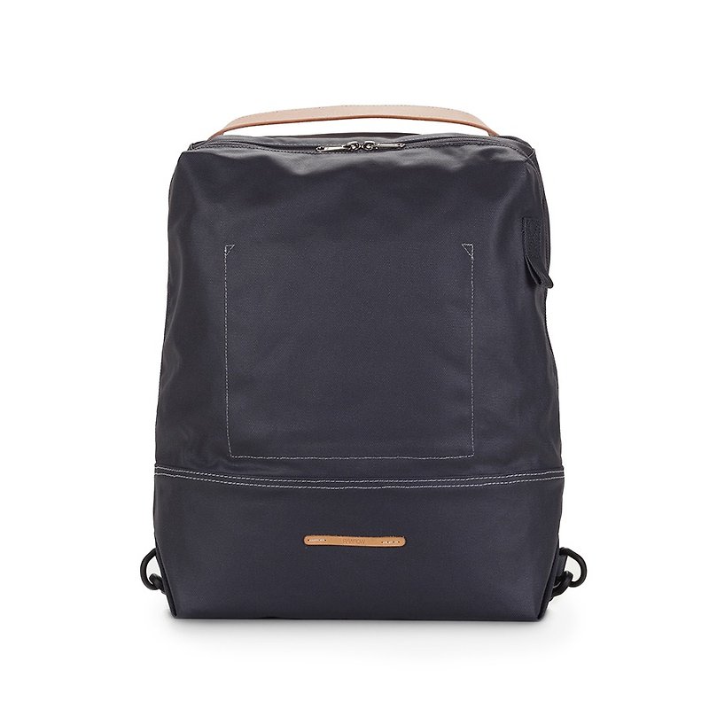 RAWROW-Canvas Series - 13-inch dual-purpose backpack (back / portable) - Indigo-RBP522DN - กระเป๋าเป้สะพายหลัง - ผ้าฝ้าย/ผ้าลินิน สีน้ำเงิน