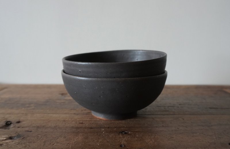 Black glaze bowl - ถ้วยชาม - ดินเผา สีดำ