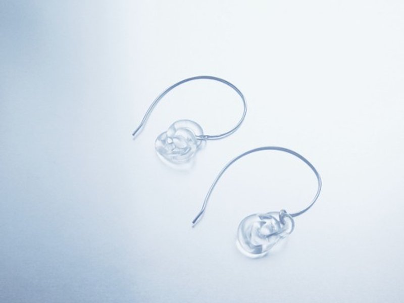 Double round chain Earring - 耳環/耳夾/耳骨夾 - 玻璃 透明