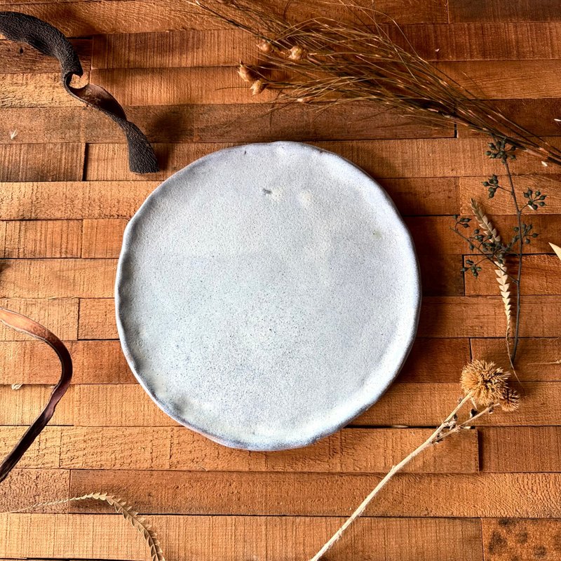 50047-獨特手作陶盤 22.5cm  Unique hand built plate - 盤子/餐盤/盤架 - 陶 