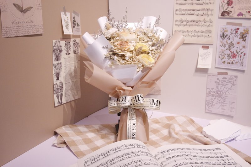 【Medium Sola Bouquet】—Slightly Sugar Milk Tea Bouquet - Dried Flowers & Bouquets - Plants & Flowers Khaki