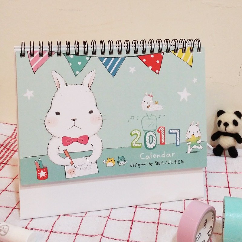 2017 StarLululu rabbits illustration triangle desk calendar calendar New Year's gift of healing system to exchange gifts Christmas gifts - ปฏิทิน - กระดาษ 