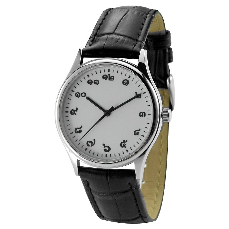 泰文數字手錶 中性 全球免運 - 男裝錶/中性錶 - 不鏽鋼 白色
