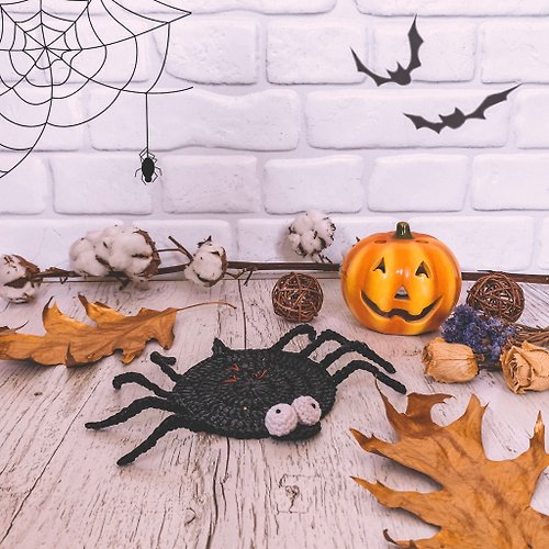 SmachnaTorba Crochet coaster spider 3D Halloween, Thanksgiving, PDF pattern, digital instant
