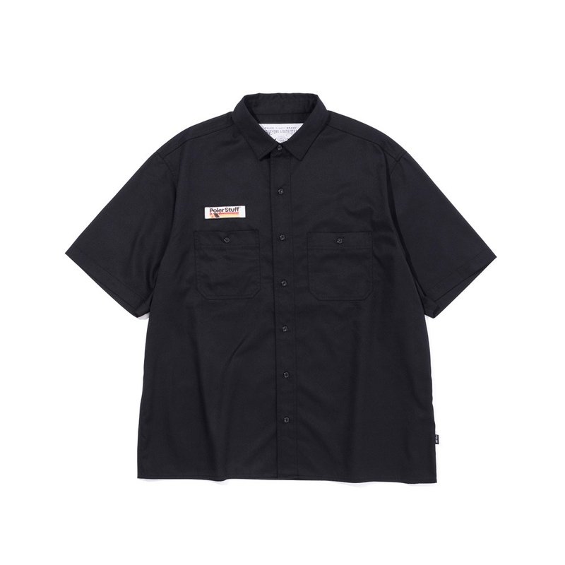 Japan limited POLER RELAX WORK SHIRT EMB electric embroidery work shirt/black - เสื้อเชิ้ตผู้ชาย - เส้นใยสังเคราะห์ สีดำ