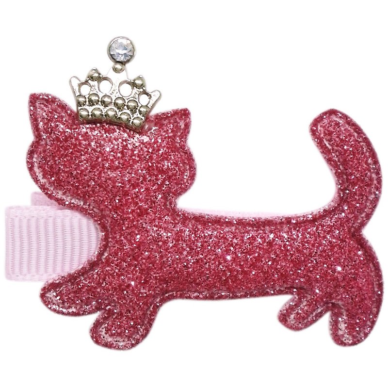 Cutie Bella 貓咪髮夾 全包布手工髮飾Crown Cat-Rose Pink - 髮夾/髮飾 - 聚酯纖維 紅色