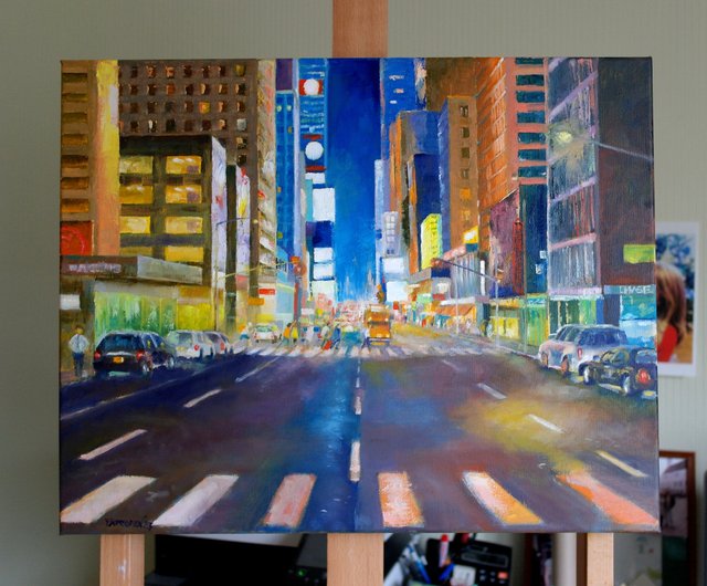 絵画①　ニューヨーク New York マンハッタン　風景画　油絵　2012 絵画 風景画(街並み) アメリカ ニューヨーク インテリアアート額
