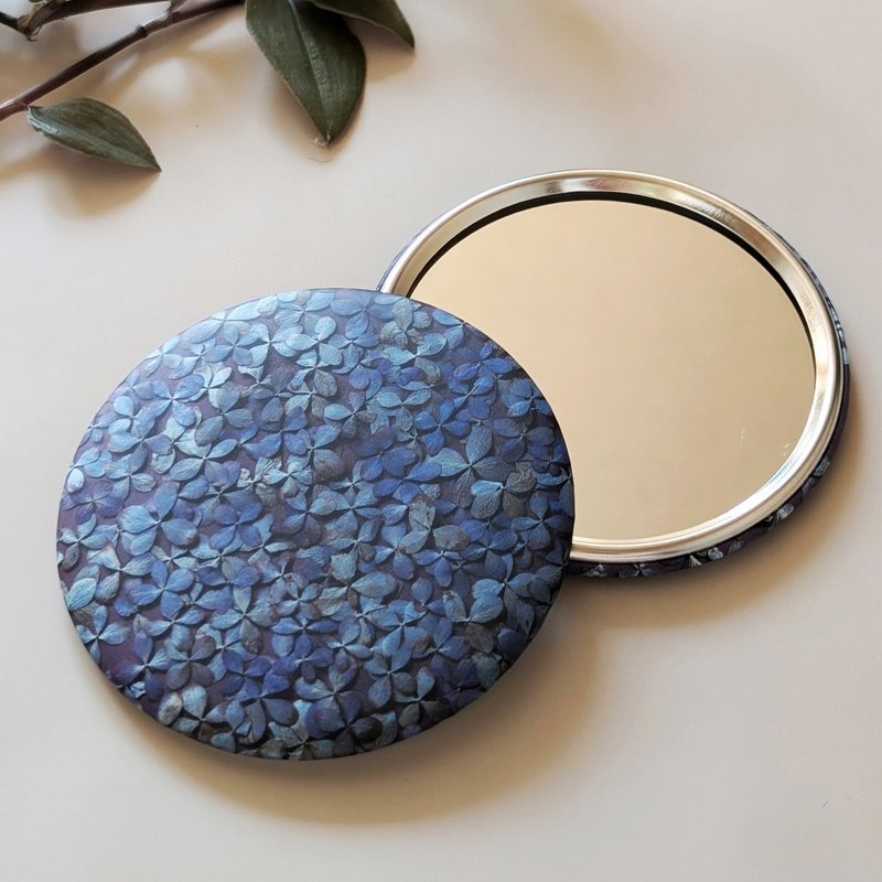 [Perfectly round hand mirror] Hydrangea patchwork - อื่นๆ - แก้ว สีน้ำเงิน