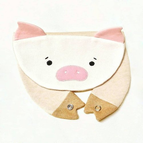 WINCO 手作設計 靦腆小豬造型圍兜口水巾