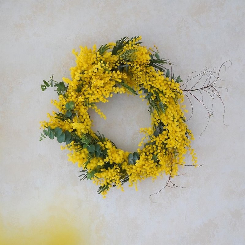 Mimosa 黃花含羞草花圈－可乾燥 - 裝飾/擺設  - 植物．花 黃色
