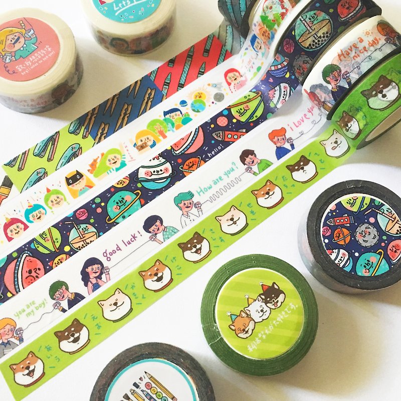 Hey I want to tell you a full set of five rolls / paper tape - Washi Tape - Paper Multicolor