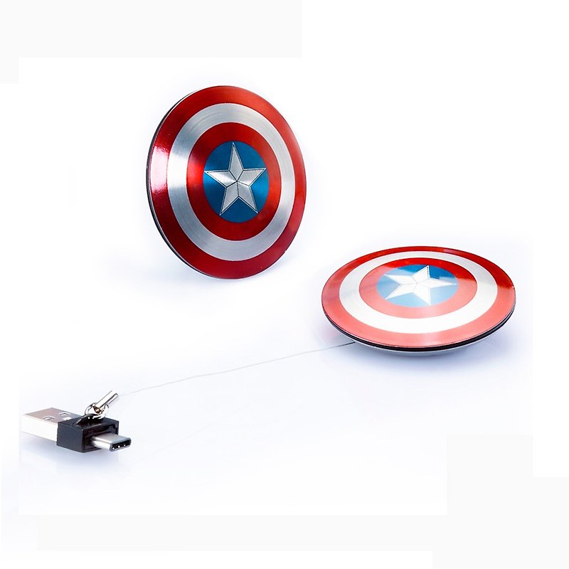 InfoThink Captain America Ultra Thin Shield C / USB Dual Head Drive 16GB - แฟรชไดรฟ์ - โลหะ สีน้ำเงิน