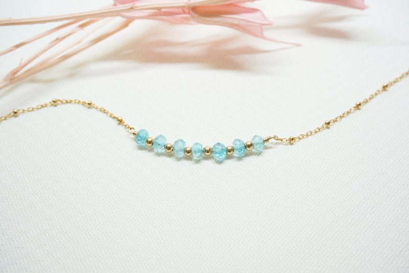 Love Apatite USA 14KGF Gold Necklace Light Jewelry - สร้อยคอ - เครื่องเพชรพลอย สีน้ำเงิน