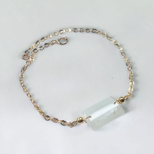 瓔珞珠寶盒 E.L.Jewelry Box 【願‧無事】冰糯翡翠無事牌手鍊14K金| 天然緬甸玉翡翠A貨| 送禮