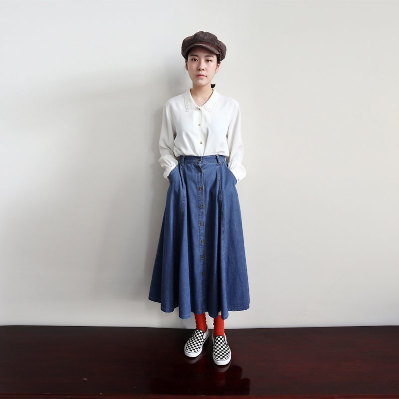 Pumpkin Vintage. Vintage denim row buckle skirt - Skirts - Other Materials 