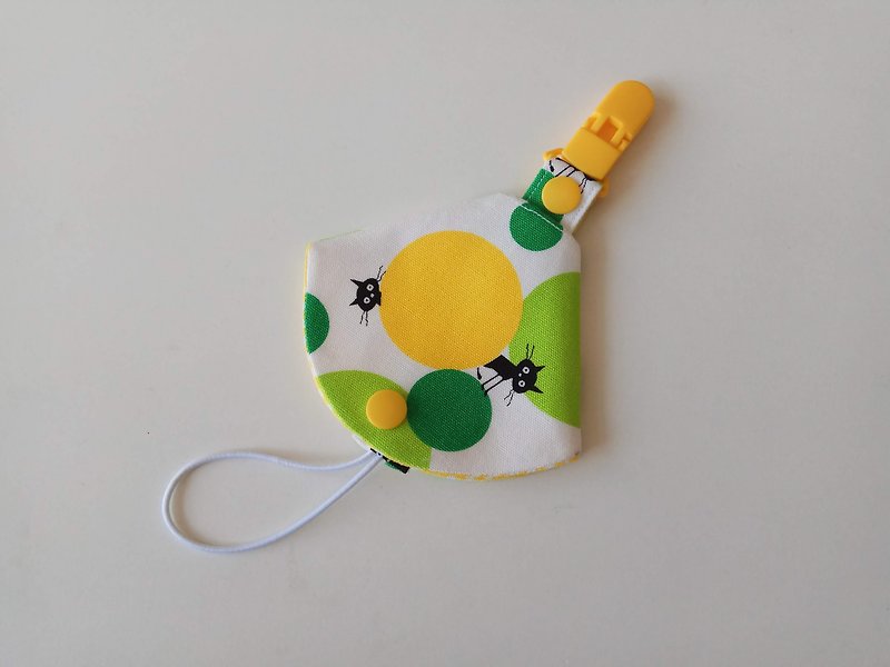 Cat bubble two-in-one pacifier clip < pacifier dust bag + pacifier clip> dual function - Bibs - Cotton & Hemp Green