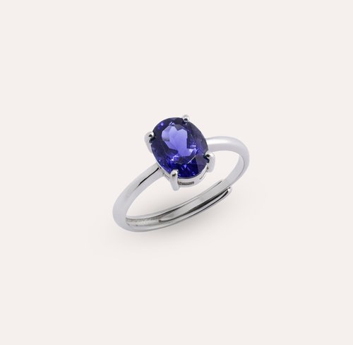 安珠 AND JEWEL 每天配戴的天然寶石 AND 菫青石 藍色 紫色 橢圓 6*8mm 戒指 經典系列 Oval 天然寶石