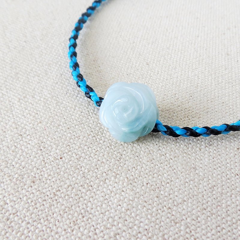 [Lucky Rose] Jade Silk Wax Bracelet [Four Strands]*【13】*Peach Blossoms - Bracelets - Gemstone Blue