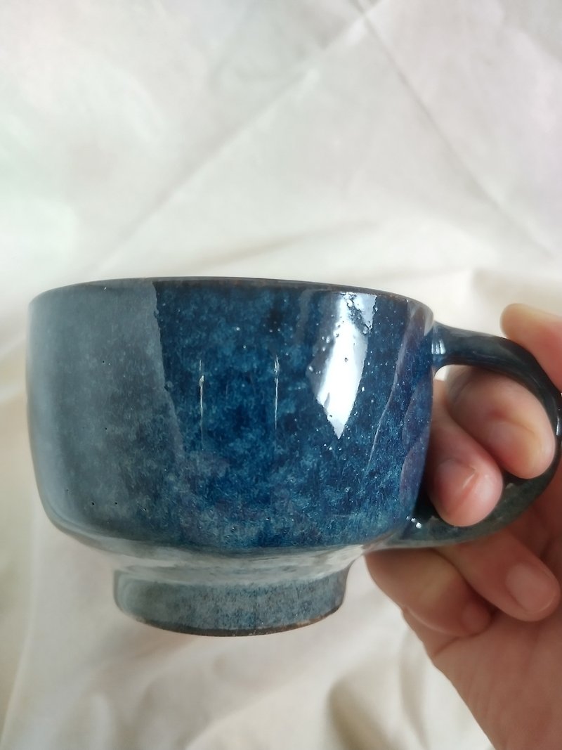 コバルトブルーのティーカップ - グラス・コップ - 陶器 