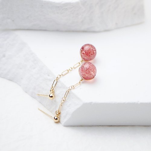 一抹月光 Emoonstone 輕珠寶輕珠寶頂級透體草莓晶耳環水晶新年開運