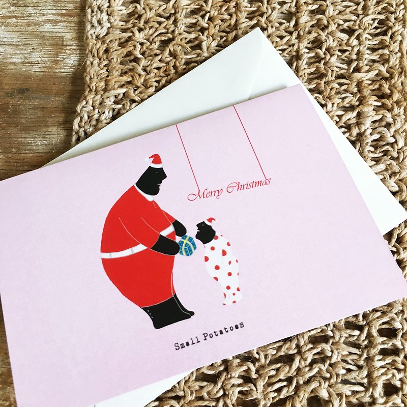 クリスマスカード小じゃがいも/ギフトバージョン - カード・はがき - 紙 ピンク
