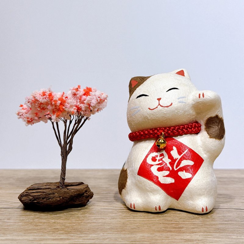 【福氣盈門】日本逆轉福和紙招財貓 - 裝飾/擺設  - 瓷 卡其色
