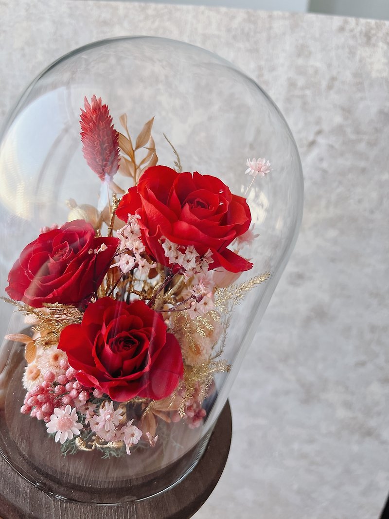 【Gift Selection】Eternal Life Flower Cup/Graduation Gift/Valentine's Day/Glass Cup/Dry Rose/Thank You - Dried Flowers & Bouquets - Plants & Flowers Pink