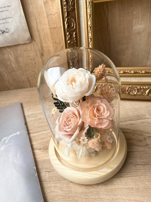 J.H. Floral Design 花藝工作室 【送禮精選】永生花盅/畢業禮物/情人節/玻璃罩盅/乾燥玫瑰/謝師