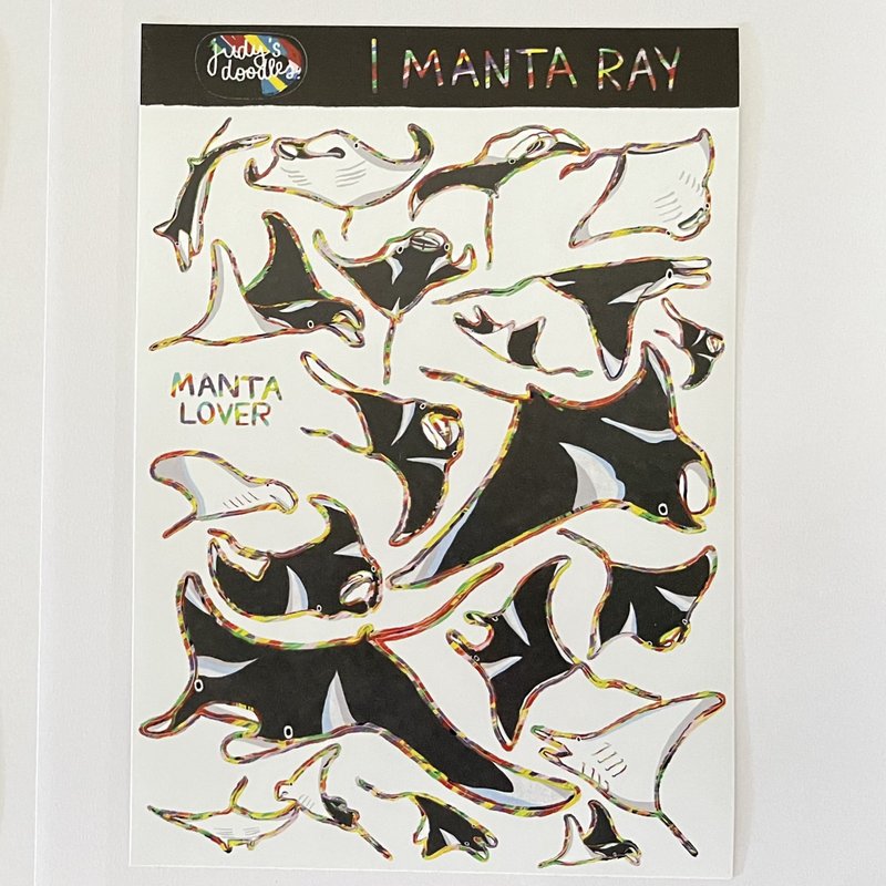 manta ray sticker 02 - 貼紙 - 紙 黑色