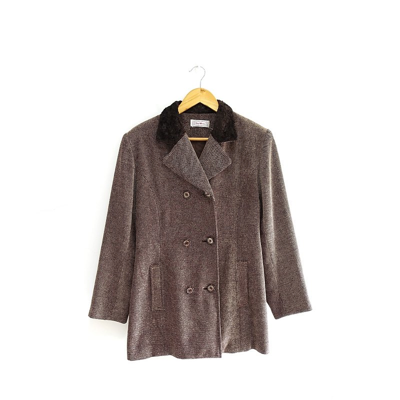 │Slowly│ small dense Linen Plaid - vintage retro overcoats │vintage literary... - เสื้อแจ็คเก็ต - เส้นใยสังเคราะห์ สีนำ้ตาล