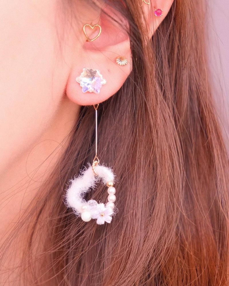 crochet tiny  earring - ต่างหู - ผ้าฝ้าย/ผ้าลินิน 