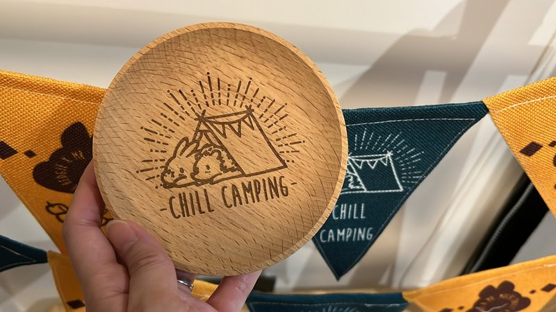 兔子刺蝟Chill Camping 點心小木碟 - 碟子/醬料碟/醬油碟 - 木頭 咖啡色