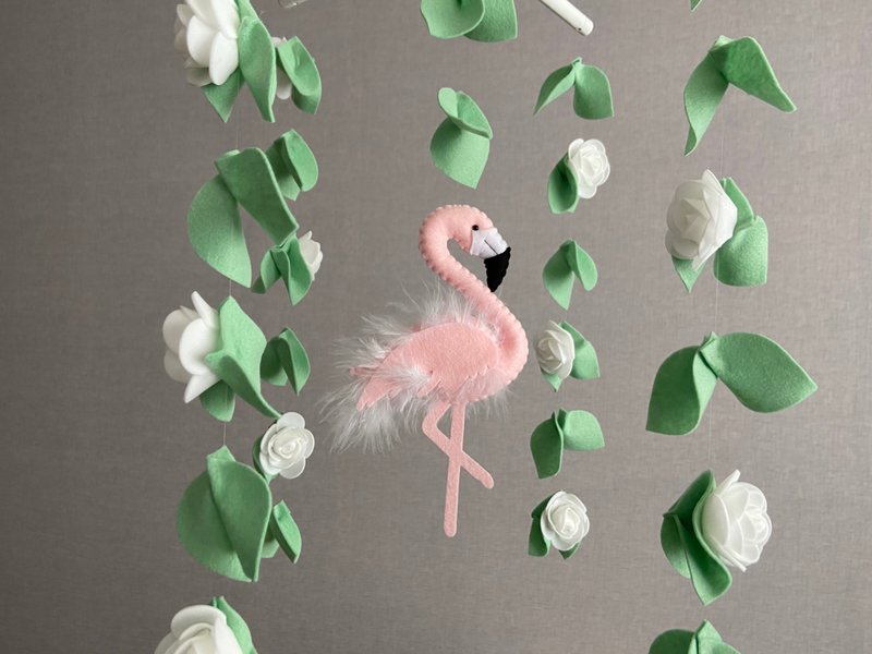 Baby mobile flamingo, Tropical flamingo mobile, Baby mobile girl - 寶寶/兒童玩具/玩偶 - 其他材質 粉紅色