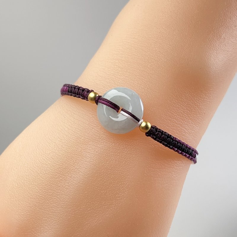 [May‧Peace] White Jadeite Peace Buckle Braided Bracelet | Natural Burmese Jadeite A Grade | Gift - สร้อยข้อมือ - หยก สีใส