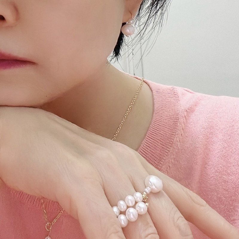 Natural Baroque Pearl Chain Ring/Ring - General Rings - Pearl 