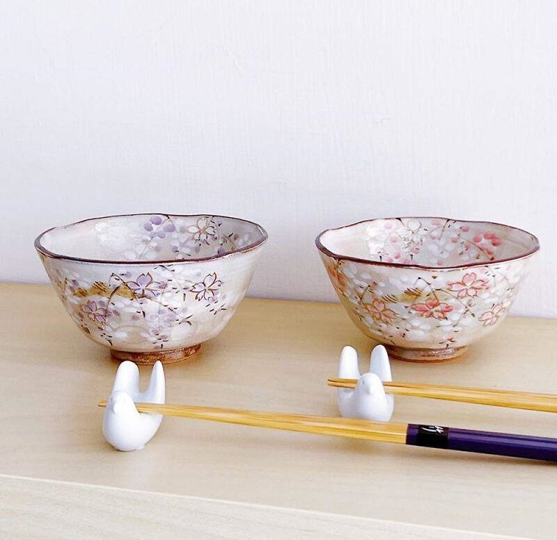 Golden Spring Cherry Blossom Couple - Bowls - Pottery 