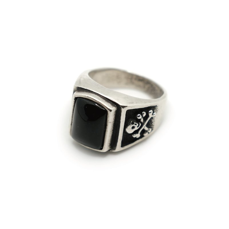 【Knockout】Atomic138 Obsidian Ring Skull 925 Sterling Silver - แหวนทั่วไป - เงินแท้ 