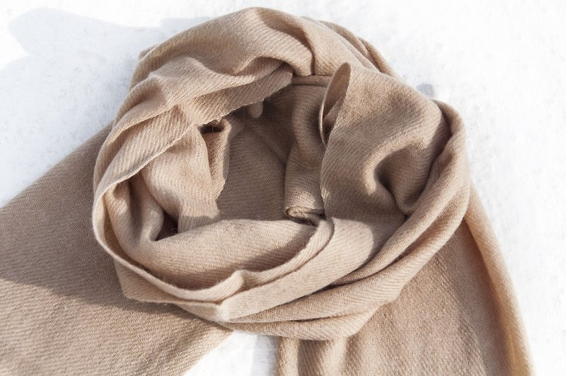 Hand-woven scarf Cashmere/cashmere scarf/pure wool scarf shawl/ring velvet shawl - ผ้าพันคอถัก - ขนแกะ สีกากี