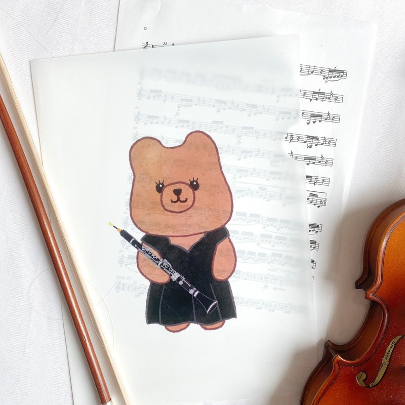 Ringo Bear Playing Oboe L-shaped Folder Folder Score Music Department - แฟ้ม - วัสดุกันนำ้ 