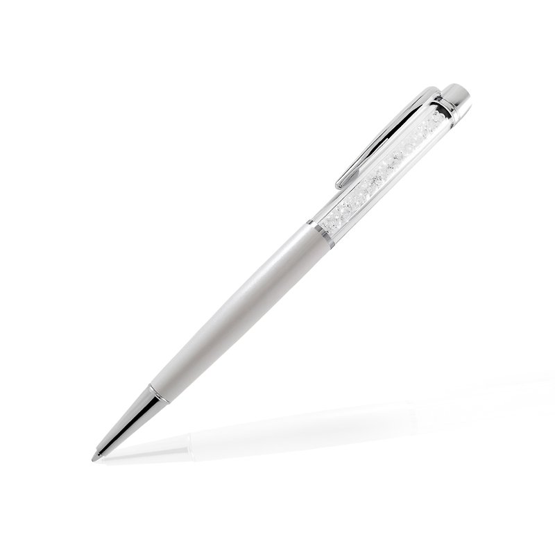 Pen with Austrian crystal ~ White crystal with white lacquered - Ballpoint & Gel Pens - Crystal White