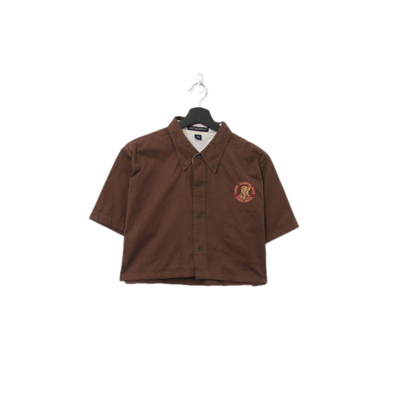 Back to Green-再製短板刺繡襯衫 酋長圖像 wt-28//vintage shirt - 女襯衫 - 棉．麻 