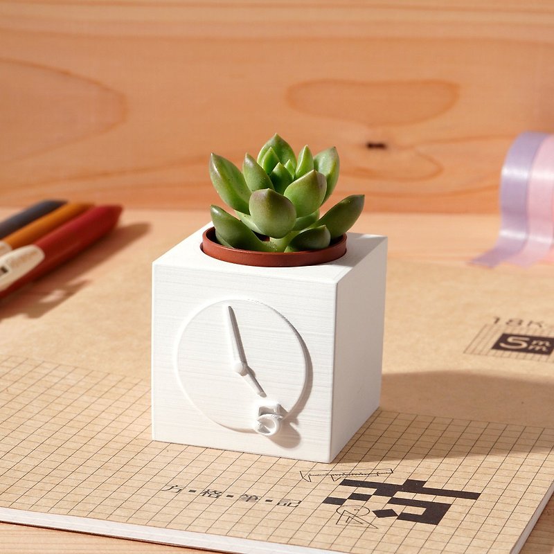 [Hot-selling item] Get off work on time at 4:58 | Succulent Cement potted plants | Customized gifts - Plants - Cement White