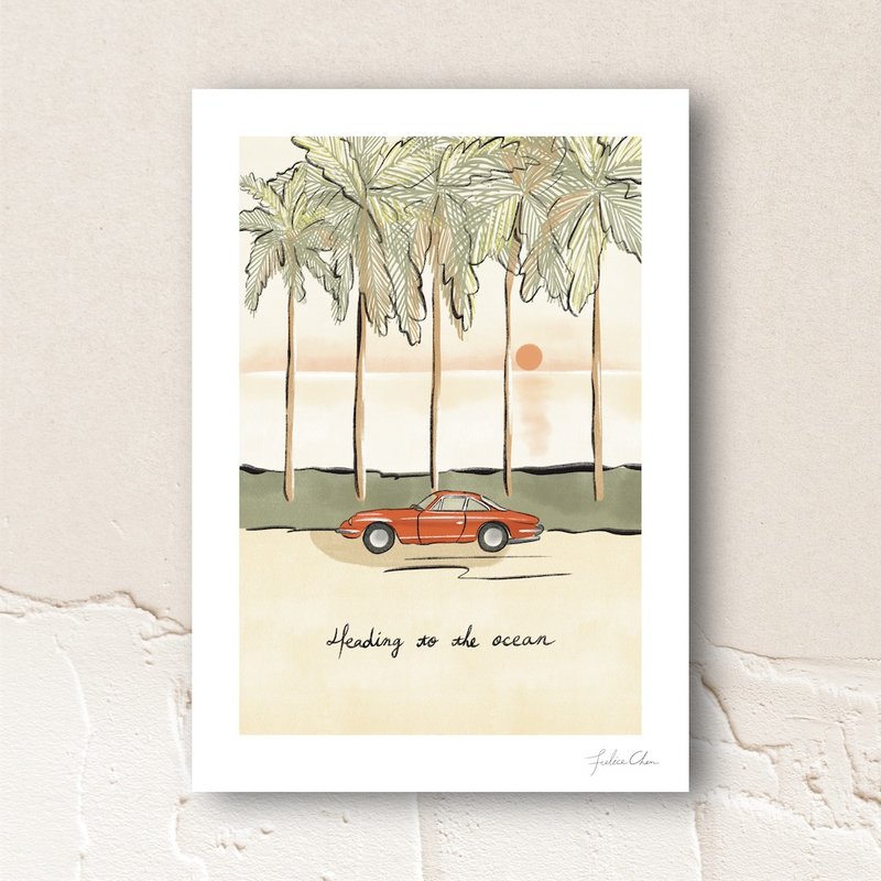 Heading to the ocean print painting wall decoration - Posters - Paper White